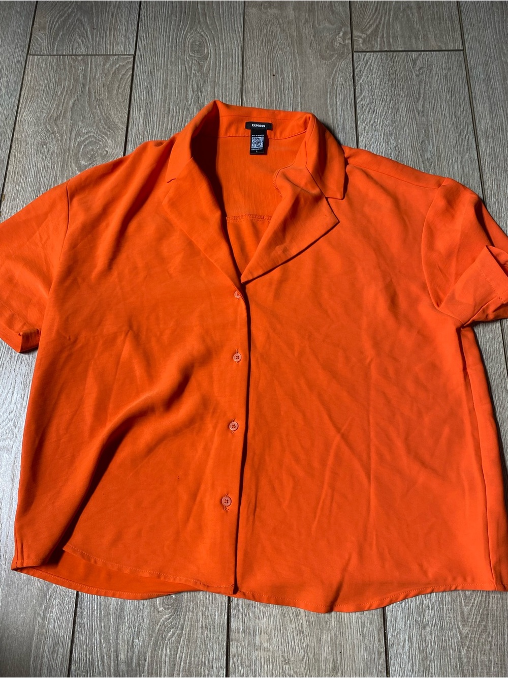 Express Orange Short Sleeve Button Up Shirt